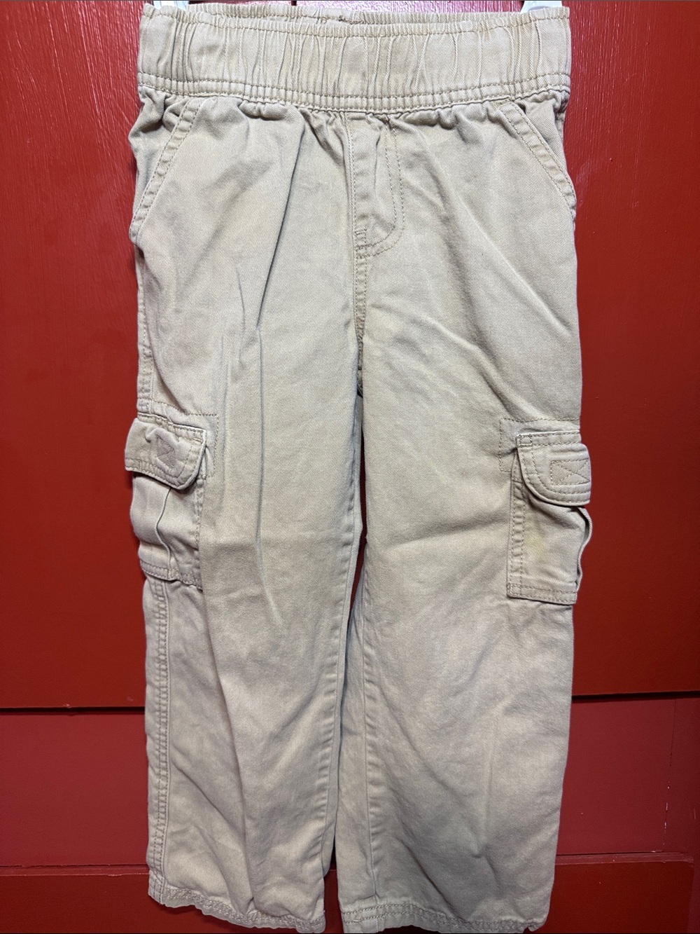 Place Beige Elastic-Waist Cargo Pants